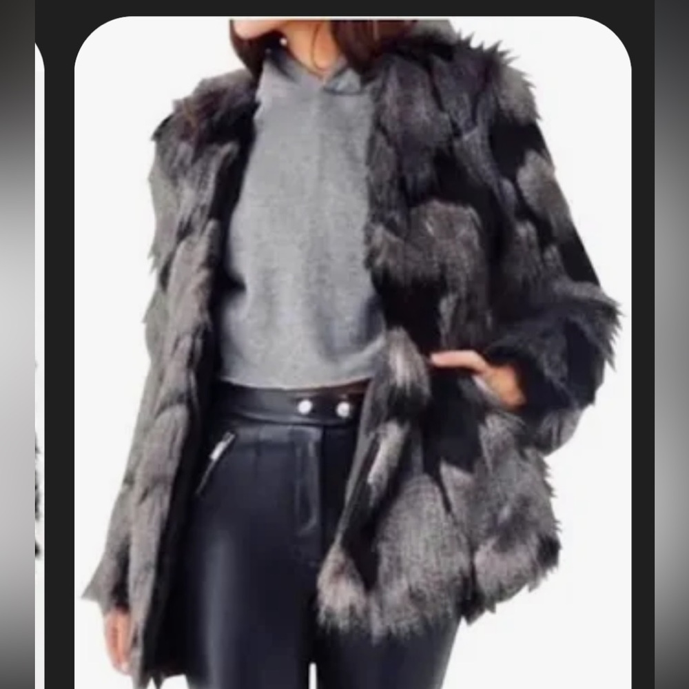Forever 21 Black and Gray Teddy Jacket